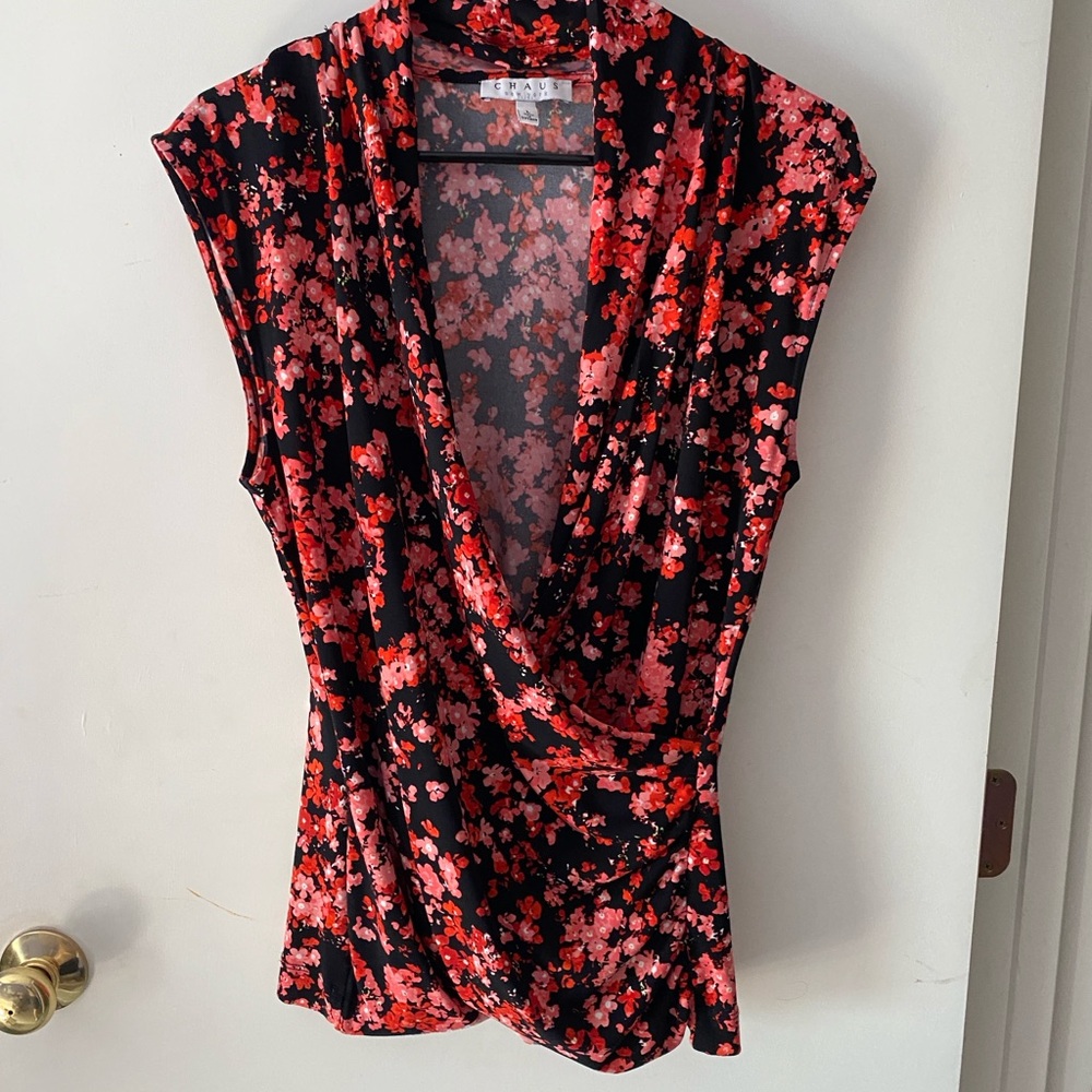 Floral Wrap Top By Chaus New York Size Small